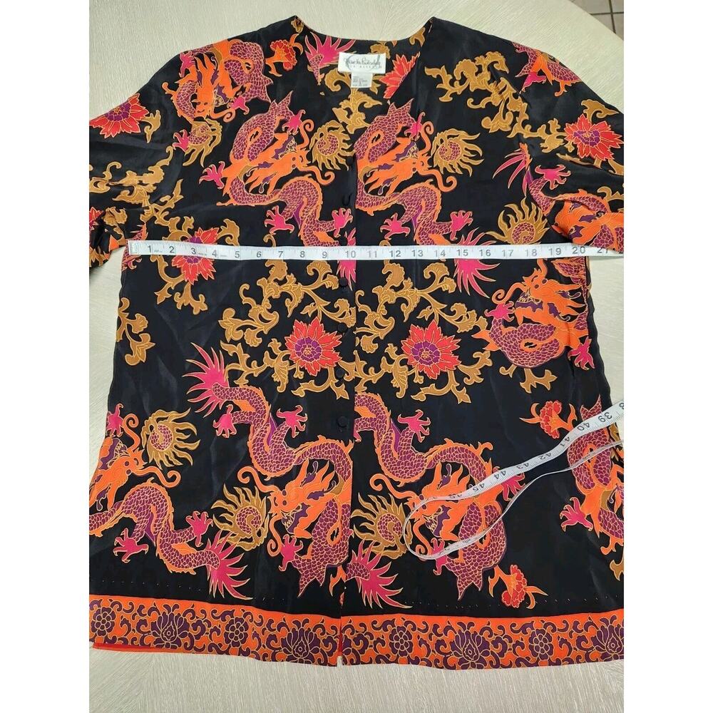 Mint DVF Diane Von Furstenberg Silk Assets Blouse Multi Color Asian Dragon S - Picture 8 of 8